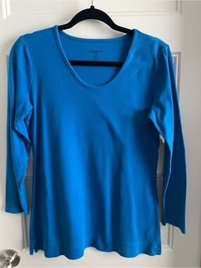 Liz Claiborne Bright Blue Scoop Neck Long Sleeve Top